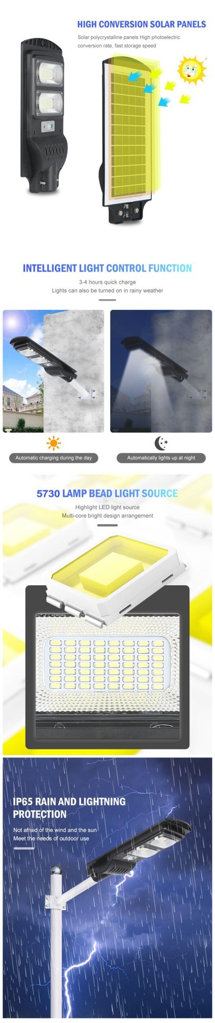 Outdoor Lighting and Infared Motion Sensor Energy Garden Integrated Solar Street Lamp 30W 60W 90W 120W