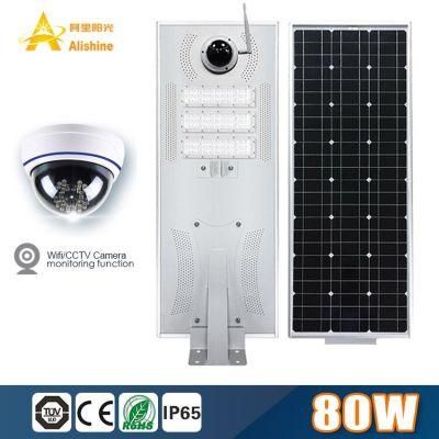 20-25m CCTV Monitoring Camera 80W Solar LED Street Light