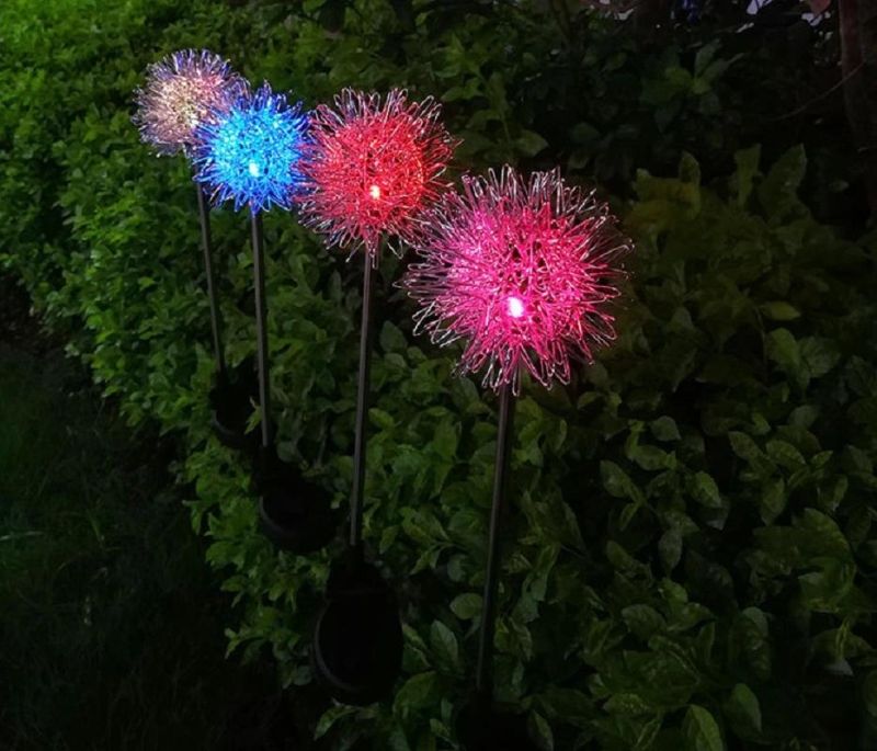 LED Ball Dandelion Flower Stake Light Solar Energy Rechargeable for Outdoor Garden Patio Pathway Porch Backyard Esg16592