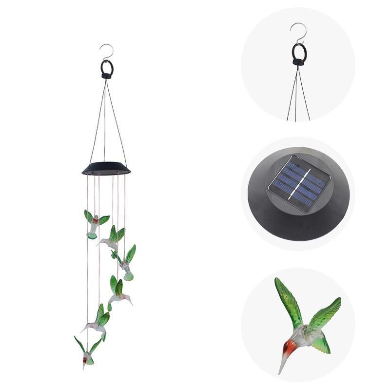 Solar Wind Chime Light with Colour Changing Glass Ball Garden