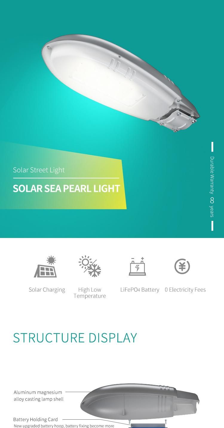 Long Life Span 3.2V 70W 7000lm Solar Street Light Outdoor Garden Road Lighting