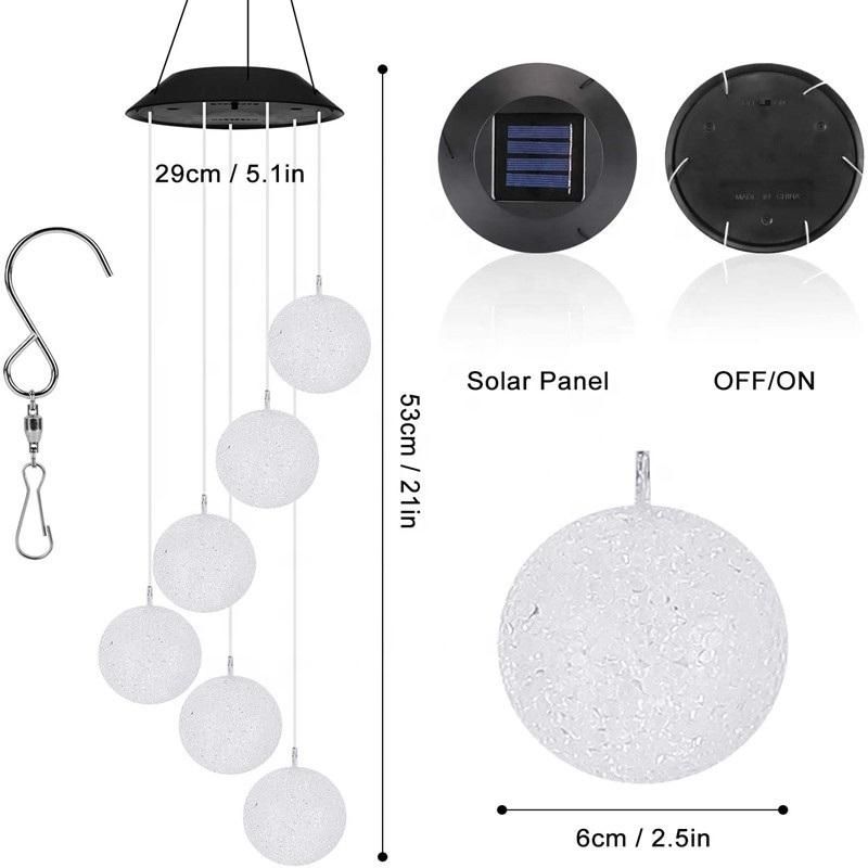 LED Solar Light Tubulose Wind Chime Changing Color Waterproof for Home Party Outdoor Night Garden Bar Decoration