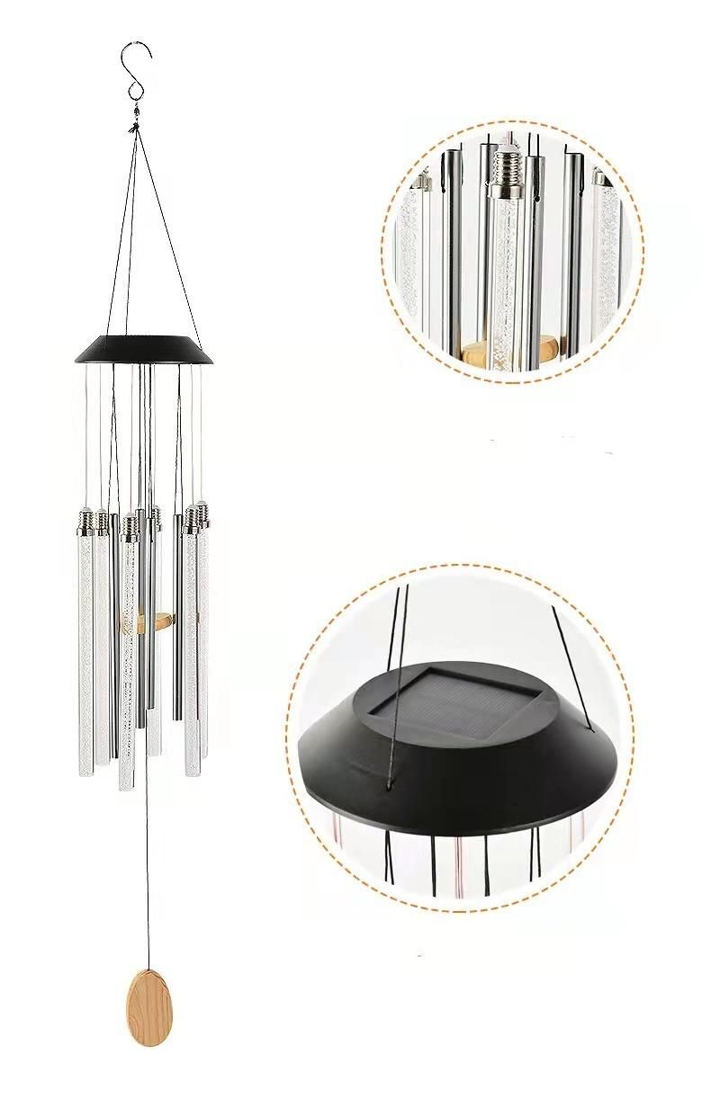 LED Solar Light Tubulose Wind Chime Changing Color Waterproof for Home Party Outdoor Night Garden Bar Decoration