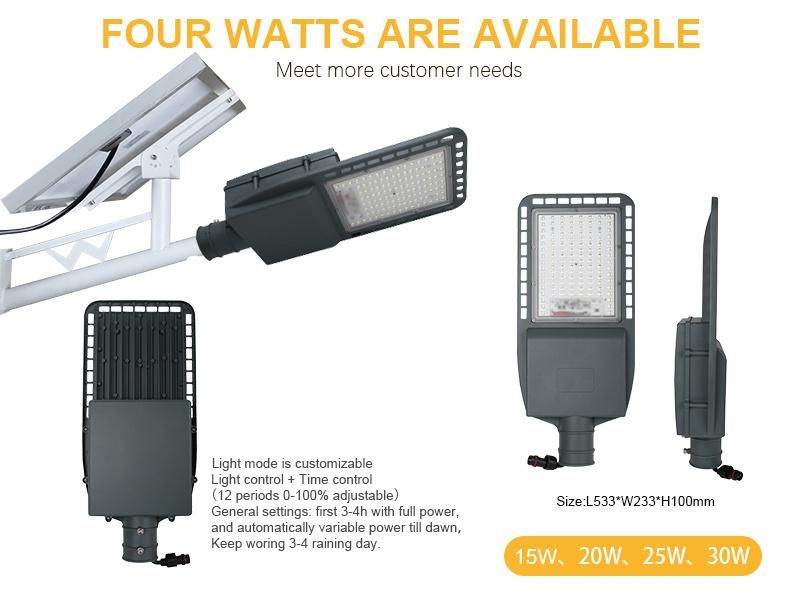 30W IP65 Lithium Battery Backup Outdoor LED Solar Street Light