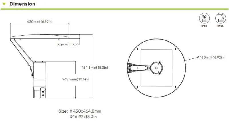 5 Years Warranty LED Yard Light 40W LED Garden Pole Top Street Light