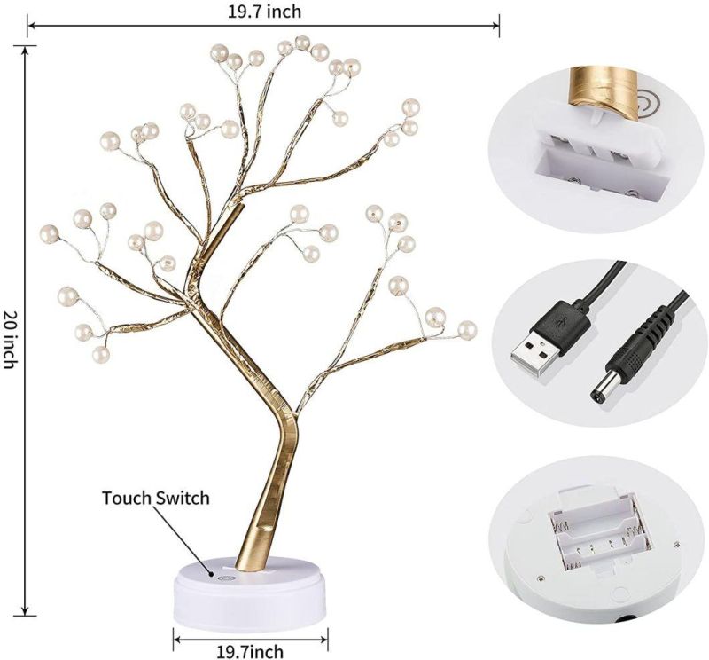 Sparkly 20" Tabletop LED Battery/USB Operated DIY Night Artificial Lamp Decoration Tree Light