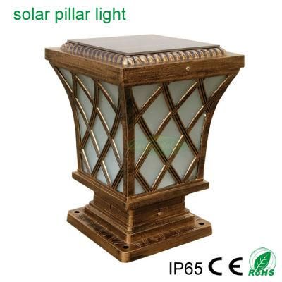 Bright Outdoor Solar Lamp Gate Lighting 5W Solar Pillar Light with Warm+ White LED Lamp