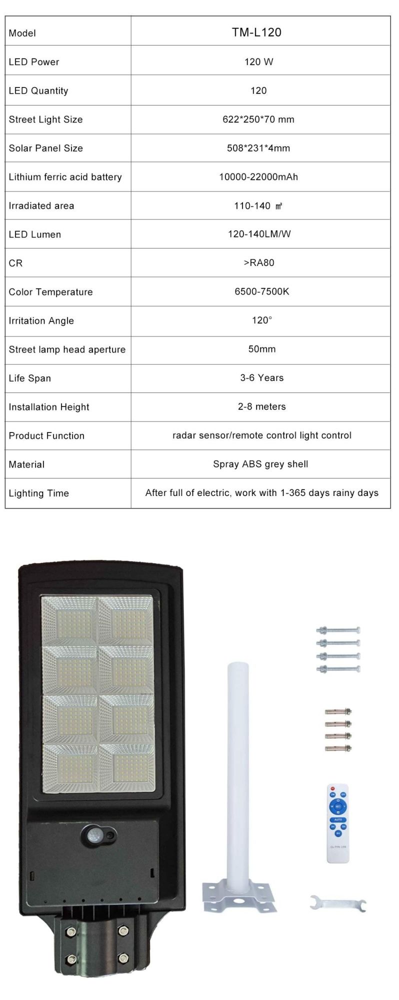 60W 80W Outddor Garden Street Solar Lamp System LED Light