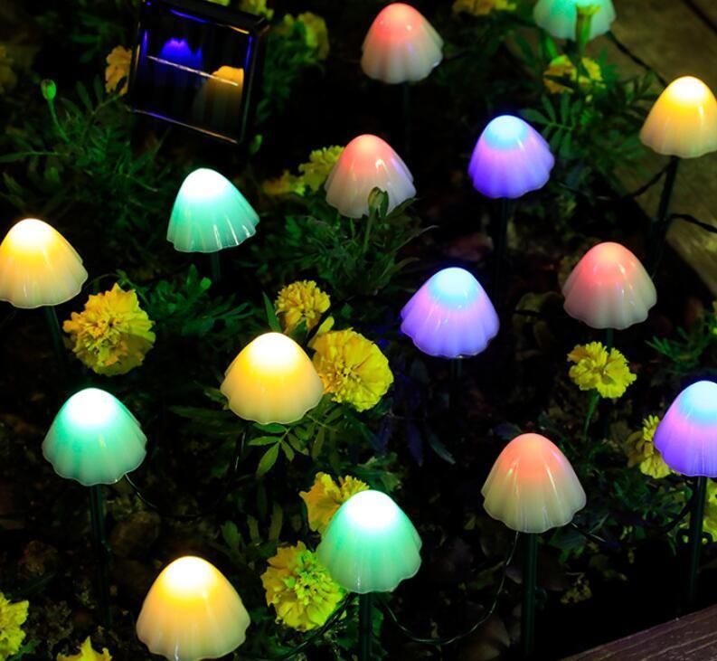 Colorful LED String Mushroom Patio Grass Yard Christmas Solar Powered Lights