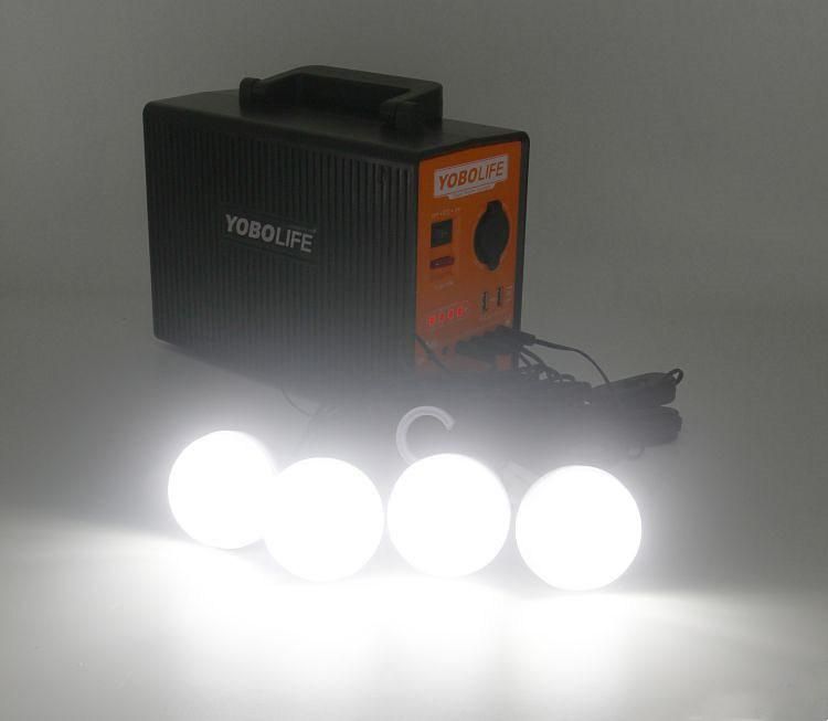 Solar System with DC 12V Socket /4psc LED Bulbs/Mobile Phone Charger