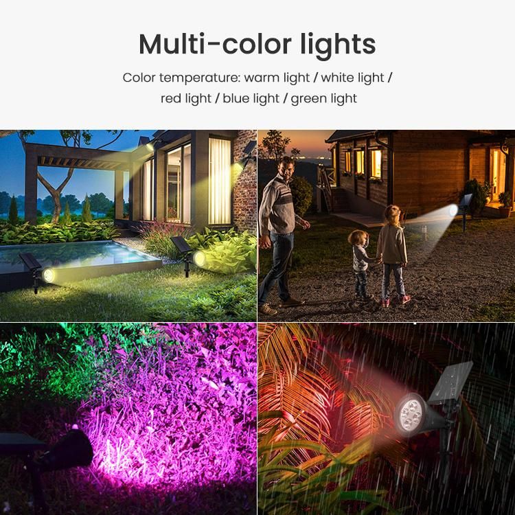 Solar Spotlight and Outdoor Solar Landscape Spotlight, Solar Spot Lights with Waterproof LED and Solar Panel Integrated, Solar Powered Garden Light