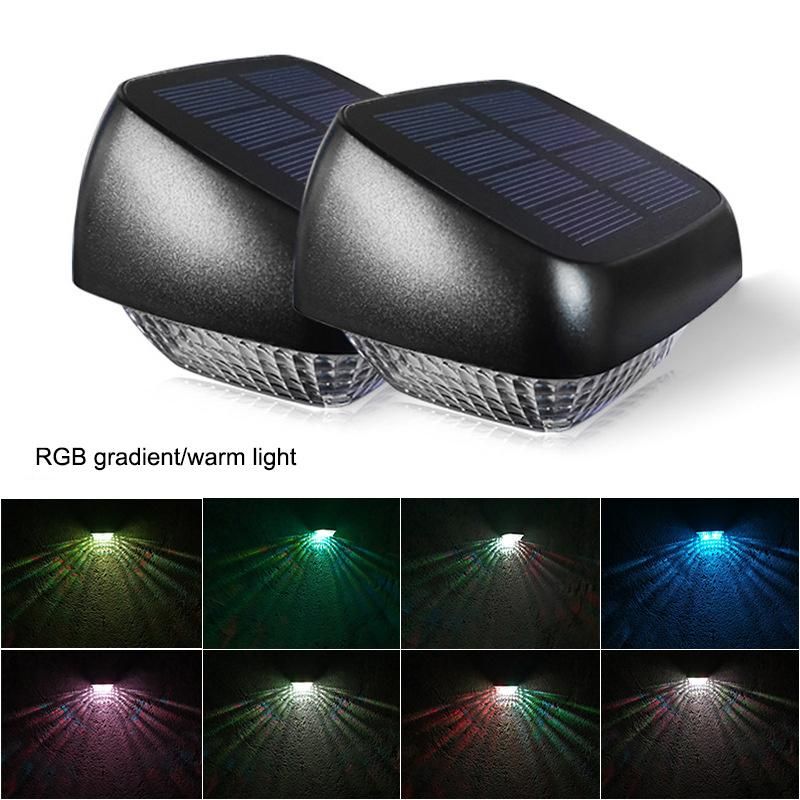 RGB Gradient Solar Outdoor Garden Decoration Fence Step Lights Wall Lights