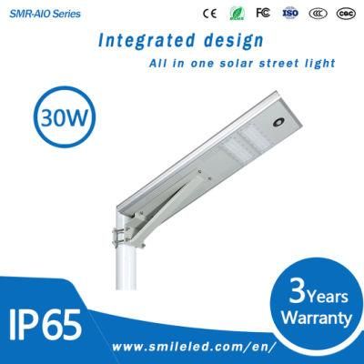 30W LED All in One Solar Garden Light Outdoor Integrated Solar Street Light for Park Yard