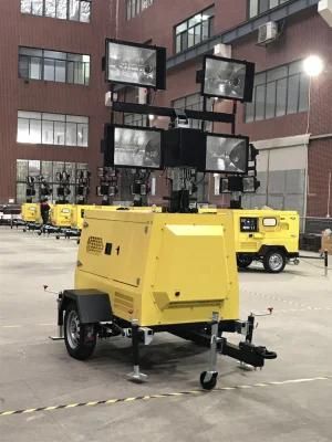 Korea Army Requirement Hydraulic Mast 11kw Diesel Light Tower Generator