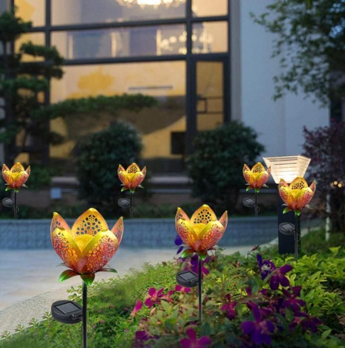 Brilliant-Dragon Beautiful Garden Decoration Metal Art Solar Flower Garden Stake Decoration with Solar Light