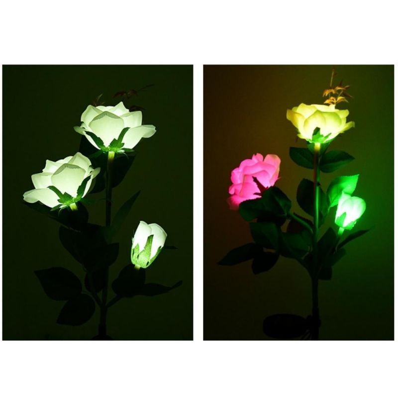 Waterproof LED Solar Rose Stake Light Outdoor Flower Stake Light Patio Pathway Garden Decor Wyz19672