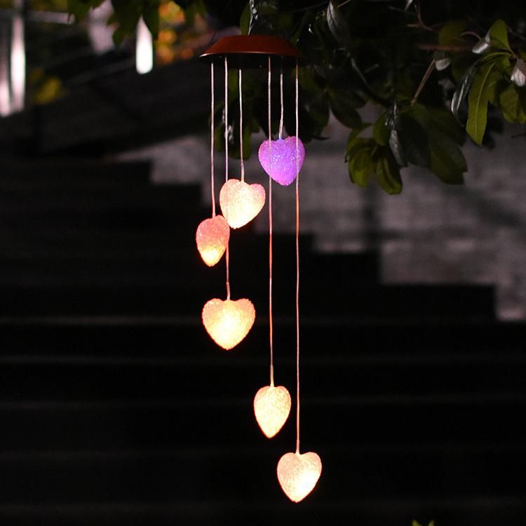 Solar Wind Chime Light with Colour Changing Glass Ball Garden