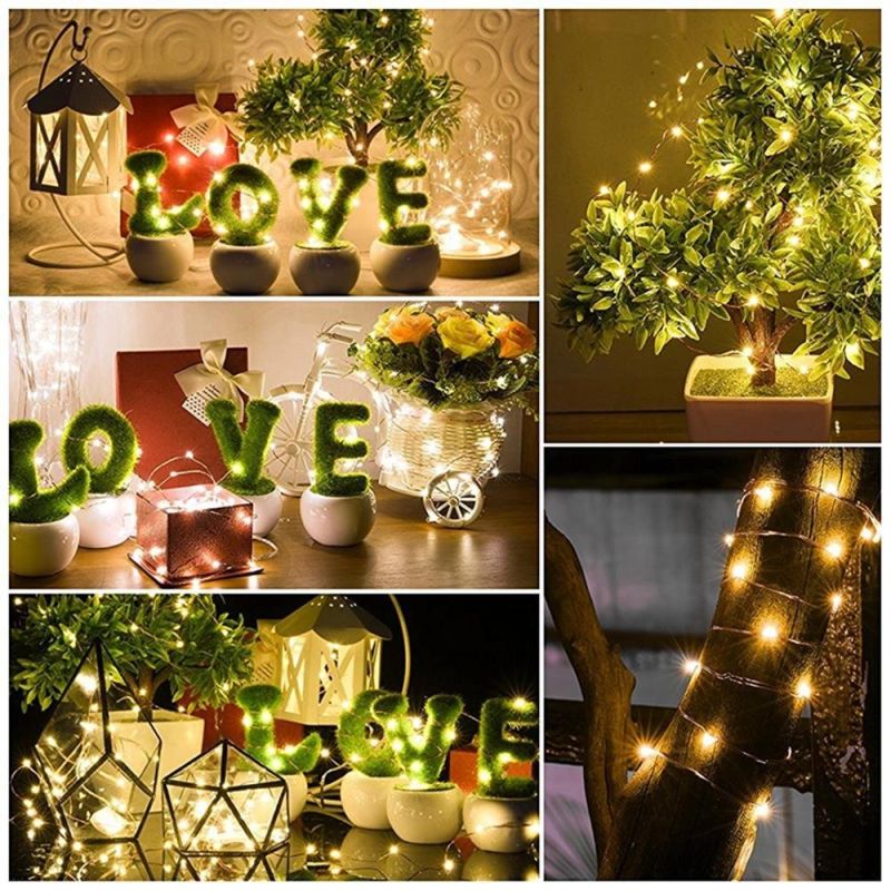 8 Modes 100/200/300/400 LED Solar Copper Wire String Chrsitmas Party Decoration Lights with CE RoHS