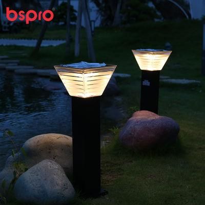 Bspro Outdoor IP65 Pathway Lamp Aluminum Waterproof LED Pillar Lighting Lights Solar Powered Garden Light