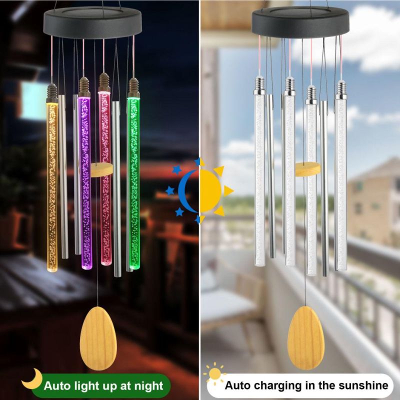 LED Solar Light Tubulose Wind Chime Changing Color Waterproof for Home Party Outdoor Night Garden Bar Decoration