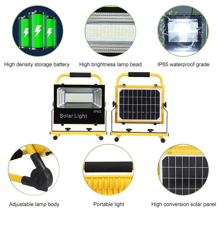 Portable Rechargeable Floodlight 50W 100W LED Flood Light Waterproof Outdoor Lights with Charger