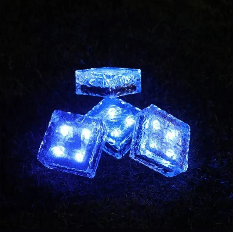 Colorful Solar Glass Brick Lighting Frosted Glass Ice Cube Landscape LED Garden Solar Light for Path