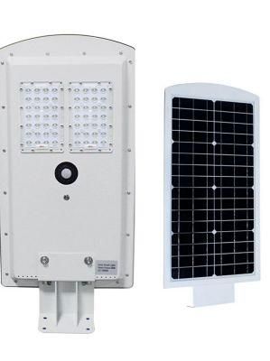 50W High Lumens Solar Motion Sensor Integrated All in One LED Street Lighting, Outdoor IP67 Waterproof Aluminum Square Road Smart Lamps