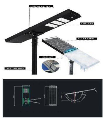 Outdoor High Brightness IP65 Waterproof Aluminum 30W 40W 60W 80W Auto-Clean All-in-One Solar Street Light