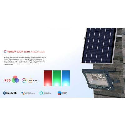 2022 New Design Music Sensor Waterproof RGB 100W Solar Flood Light