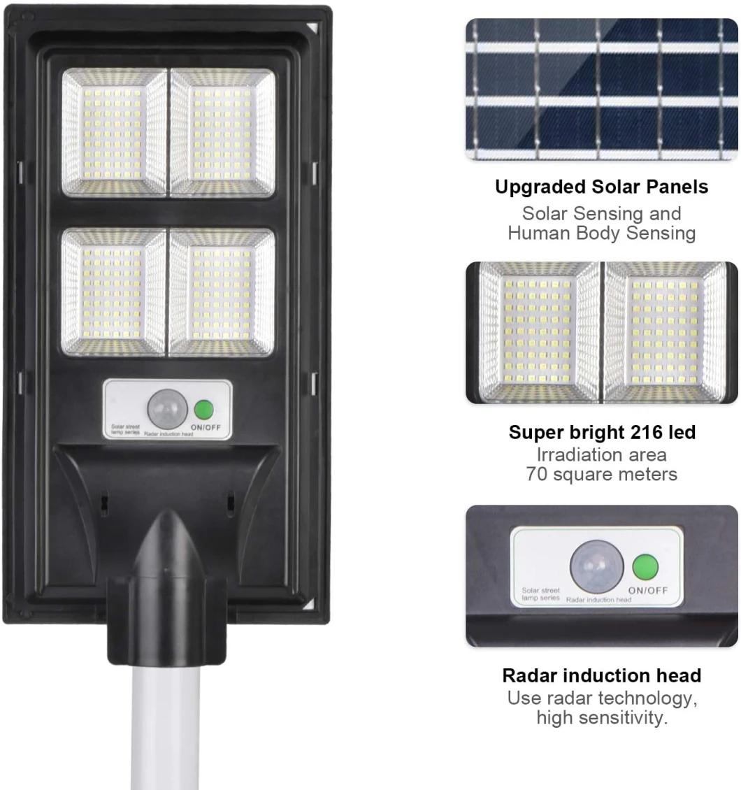 Outdoor Solar Street Light LED Solar Street Lamp Waterproof Security Flood Light IP66 Commercial High Brightness Powered Street Light Dust to Dawn Radar Motion