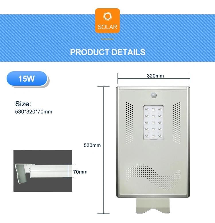 Pole Mounting PIR Motion Sensor 15W Solar LED Lamp