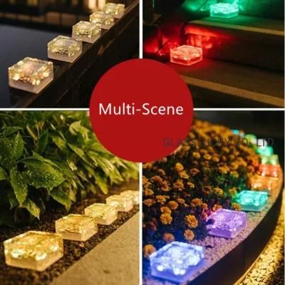 Garden Courtyard Pathway Patio Outdoor Decoration Waterproof LED Decorative Paving Solar Brick Ice Cube Light