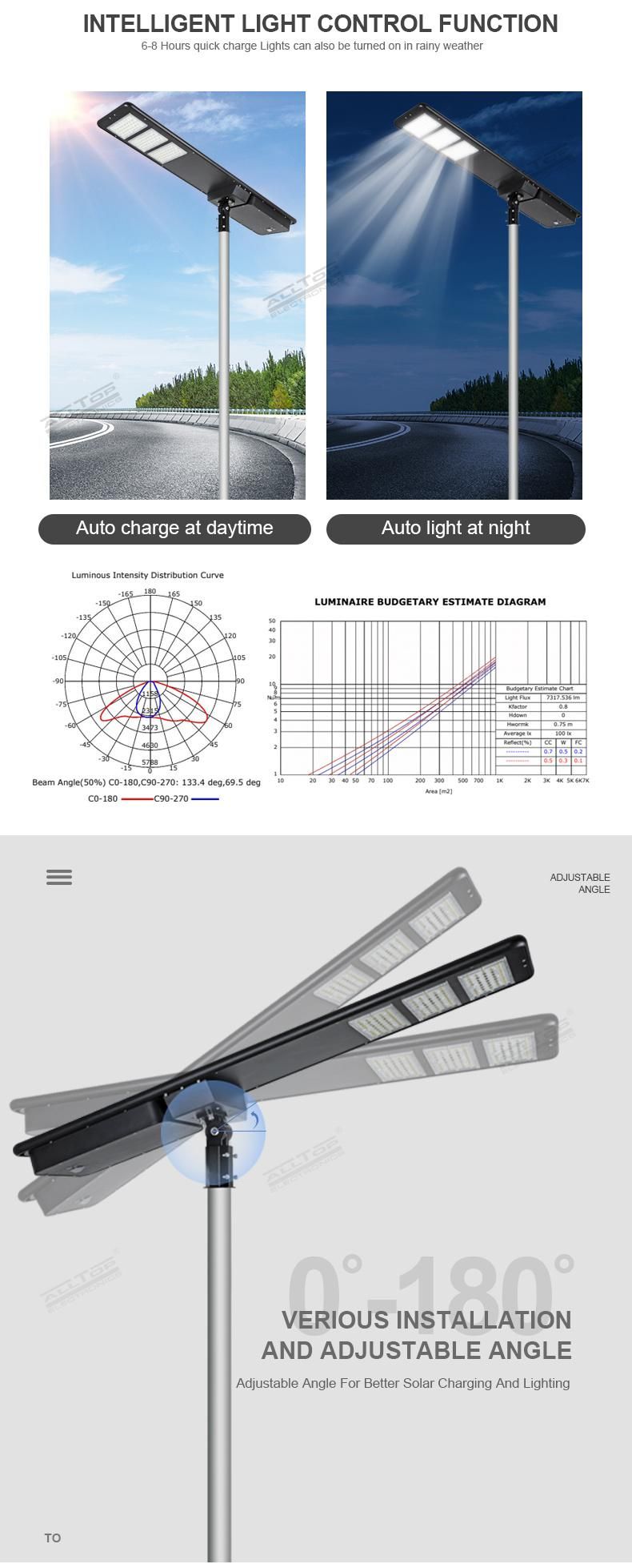 Alltop Waterproof High Lumen Bridgelux Aluminum IP65 All in One Solar LED Street Light