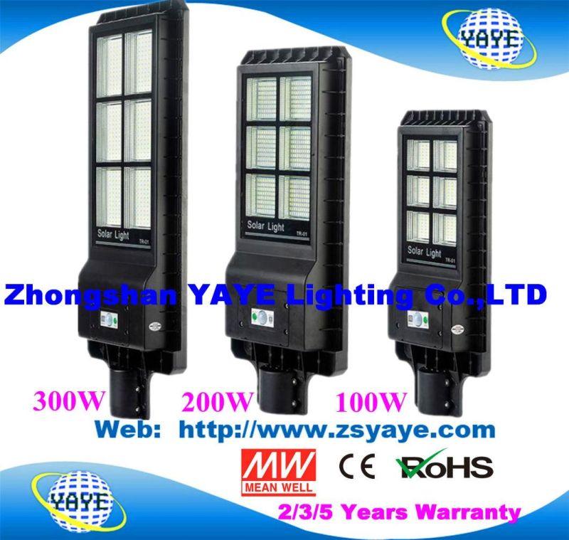 Yaye 2022 Best Supplier of 100W/200W/300W Motion Sensor All in One Solar Street Garden Road Wall Light From Zhongshan Yaye Lighting Co., Ltd with 500PCS Stock