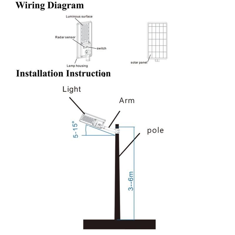 200W Garden Road Lighting IP65 LED Solar Light