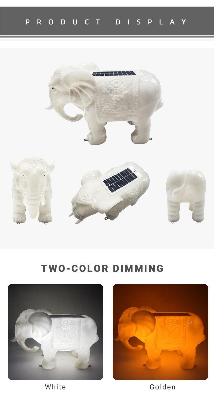 Cute Elephant LED Solar Pillar Light Waterproof Solar Garden Light