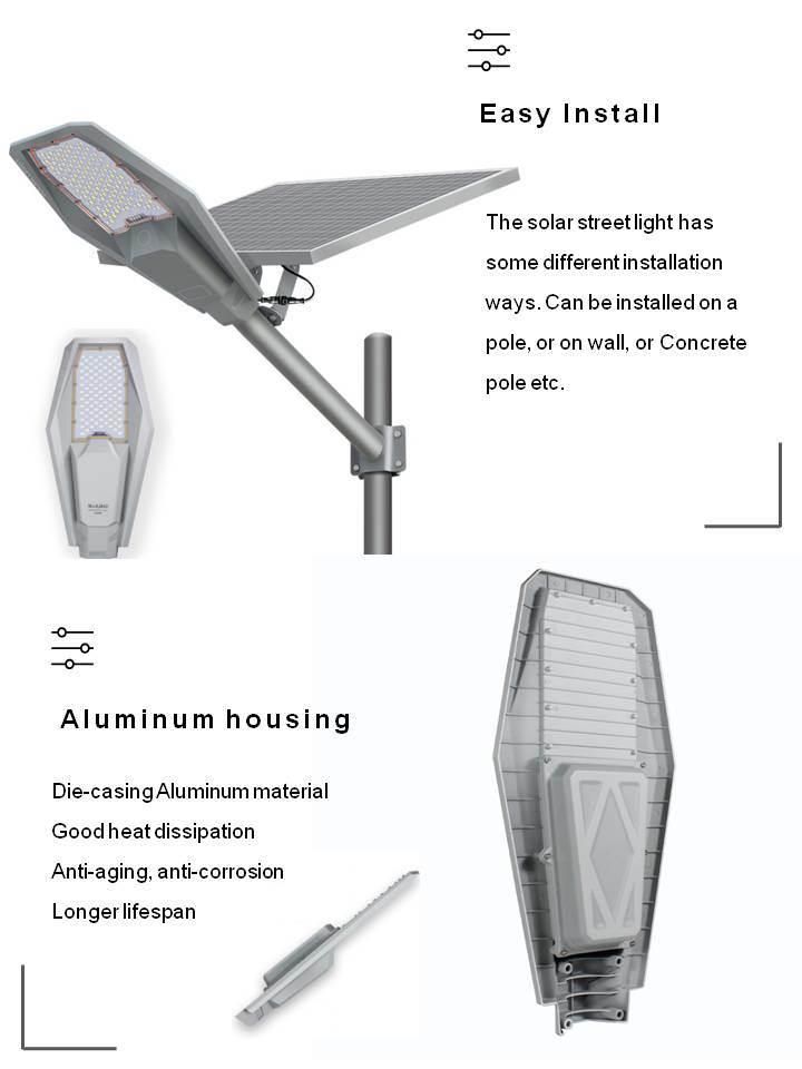 High Quality Outdoor Die-Casting Aluminum 6000K Cool White 3-7m Split Solar LED Street Lights with CE RoHS