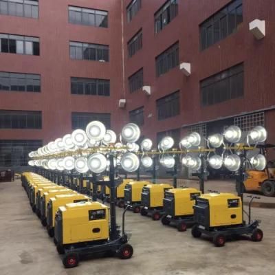 4X400W 4.8m Telescopic Mast Generator Portable Mobile Lighting Tower