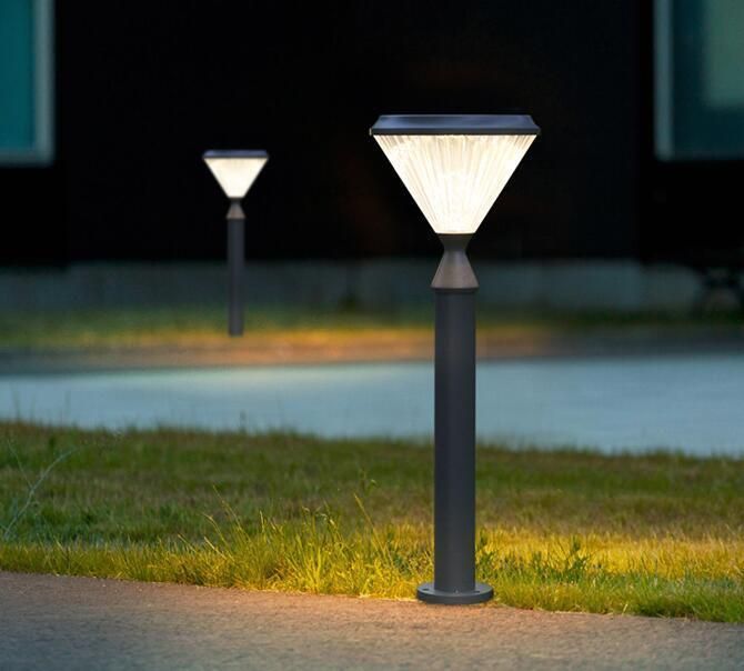 Aluminum White Lighting Waterproof Lawn Pillar Pathway Solar Bollard Garden Light