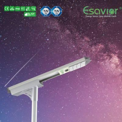 Esavior IP66 Ce RoHS ISO TUV 80W LED All in One Integrated Solar Street Sensor/Smart Light with Iot