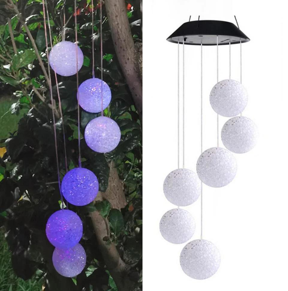 Waterproof Colorful Solar Lights Outdoor LED Ball Light Hanging Lamp Balcony Garden Patio Room Decoration Wind Chime Light IP65 LED Solar Garden Light