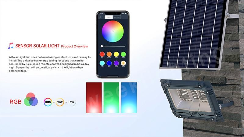 RGB Solar Outdoor Bluetooth Smart Control LED Flood Light Solar Power LED