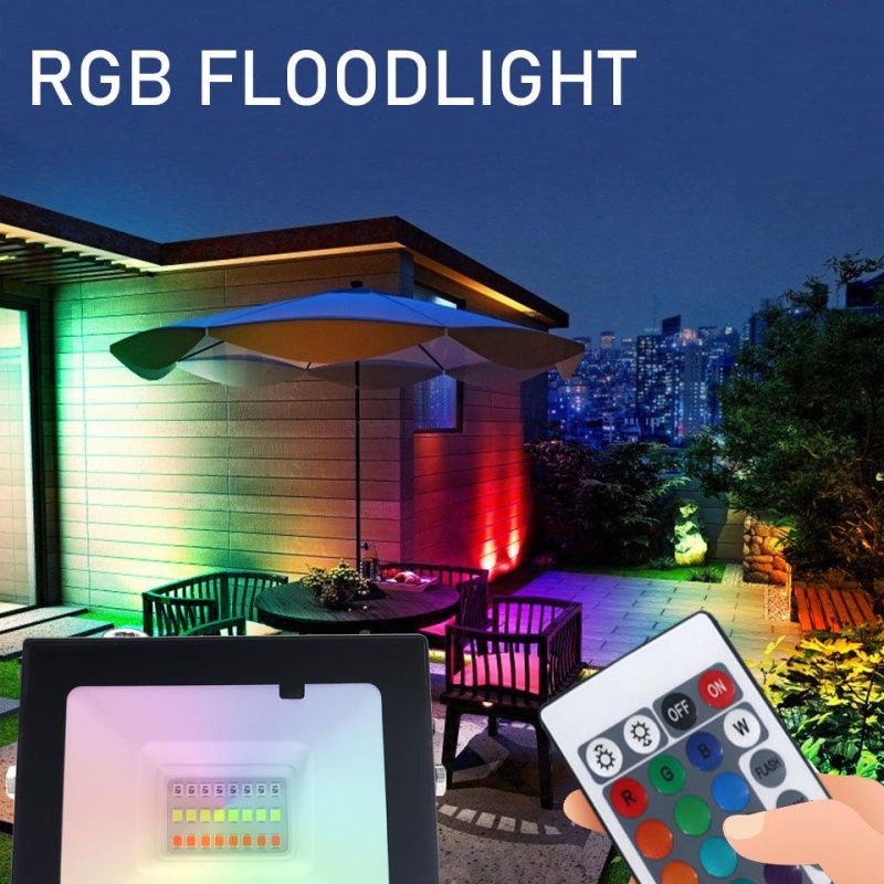 LED Reflector RGB Spotlight Smart Life 20W Waterproof Outdoor Floodlight with Remote Controller for Party and Garden Using