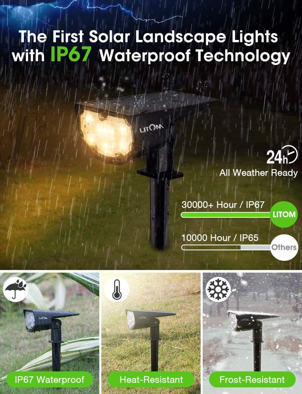 Simva 12 LEDs Solar Landscape Spotlights, IP67 Waterproof Solar Powered Wall Lights 2-in-1 Wireless Outdoor Light for Yard Garden Driveway Porch