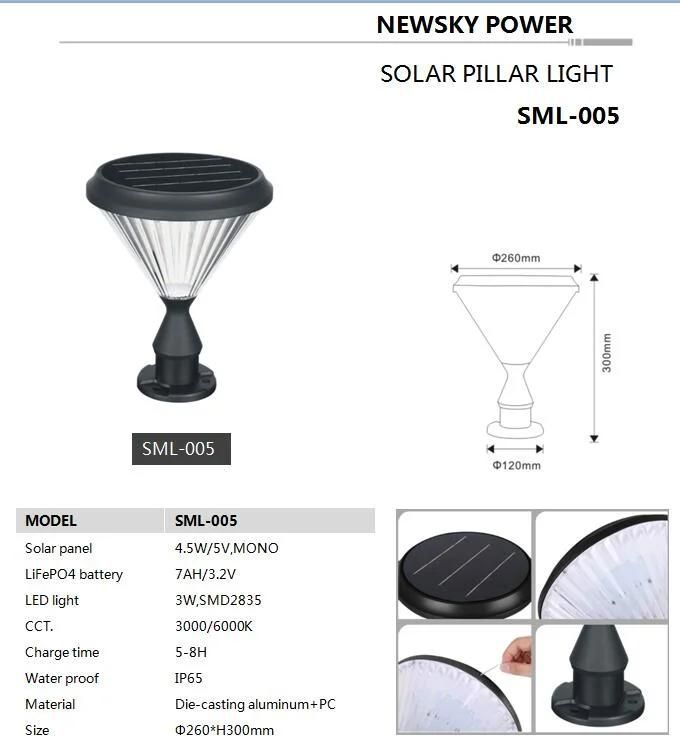 Gate Outside Post Bollard Walkway IP65 Solar Garden Pillar Light