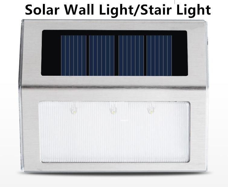 Outdoor Courtyard Garden Stainless Steel Staircase Landscape LED Solar Wall Light