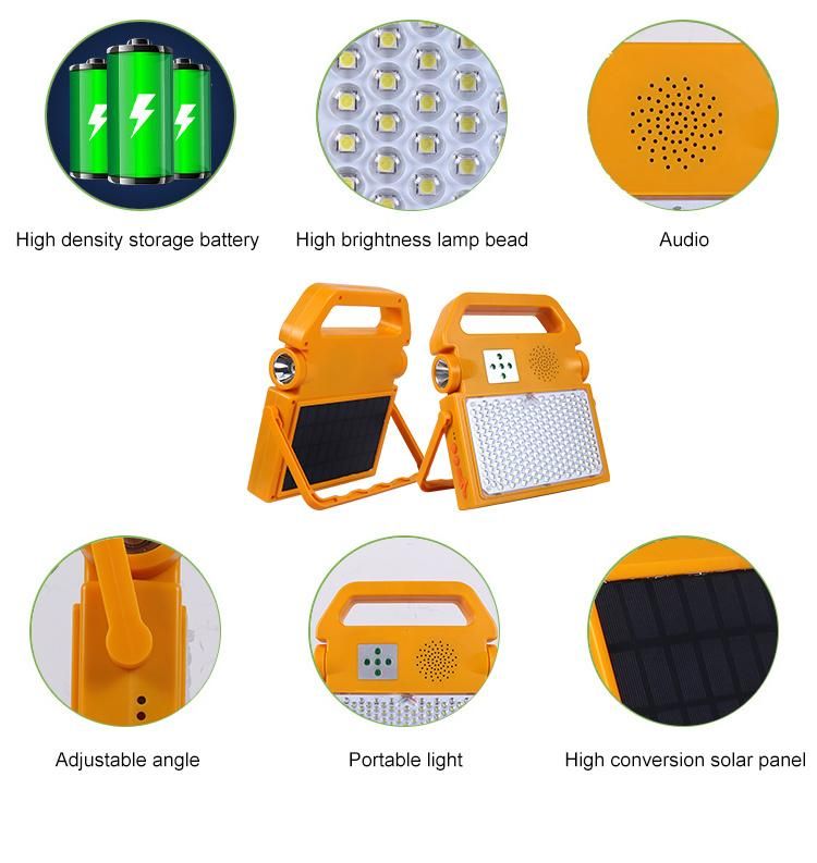 Camping Music 100W Home Emergency LED Solar Flood Lights