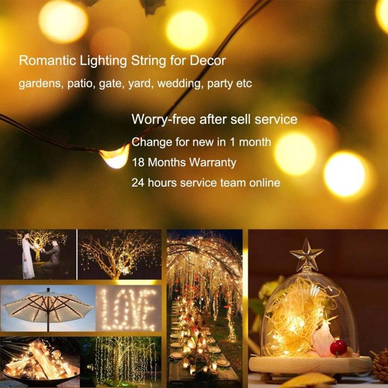 8 Modes 100/200/300/400 LED Solar Copper Wire String Chrsitmas Party Decoration Lights with CE RoHS