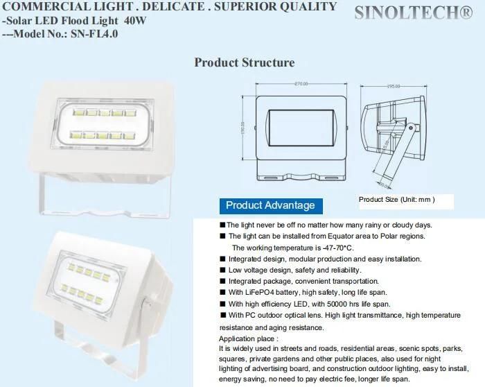 40W LED Solar Power Flood Light (SN-FL4.0)