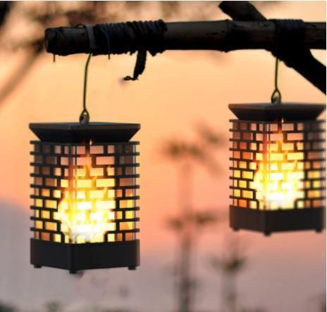 Solar or USB Charging Flame Lanterns Solar Outdoor Light with IP65 Waterproof Function